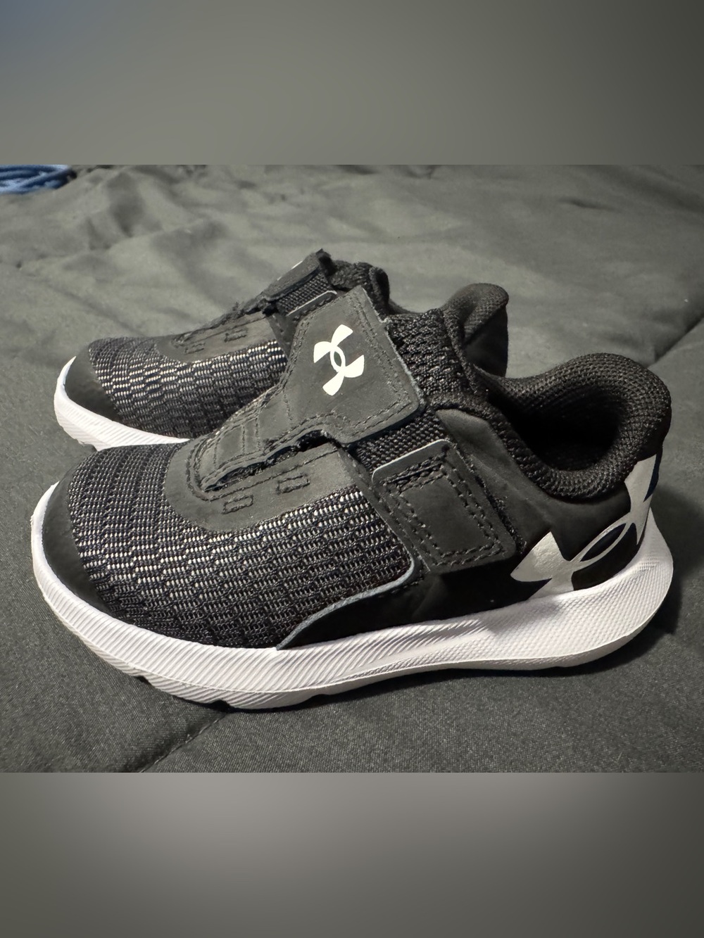 Under Armour Black and White Toddler Slip-On Athletic Sneakers
